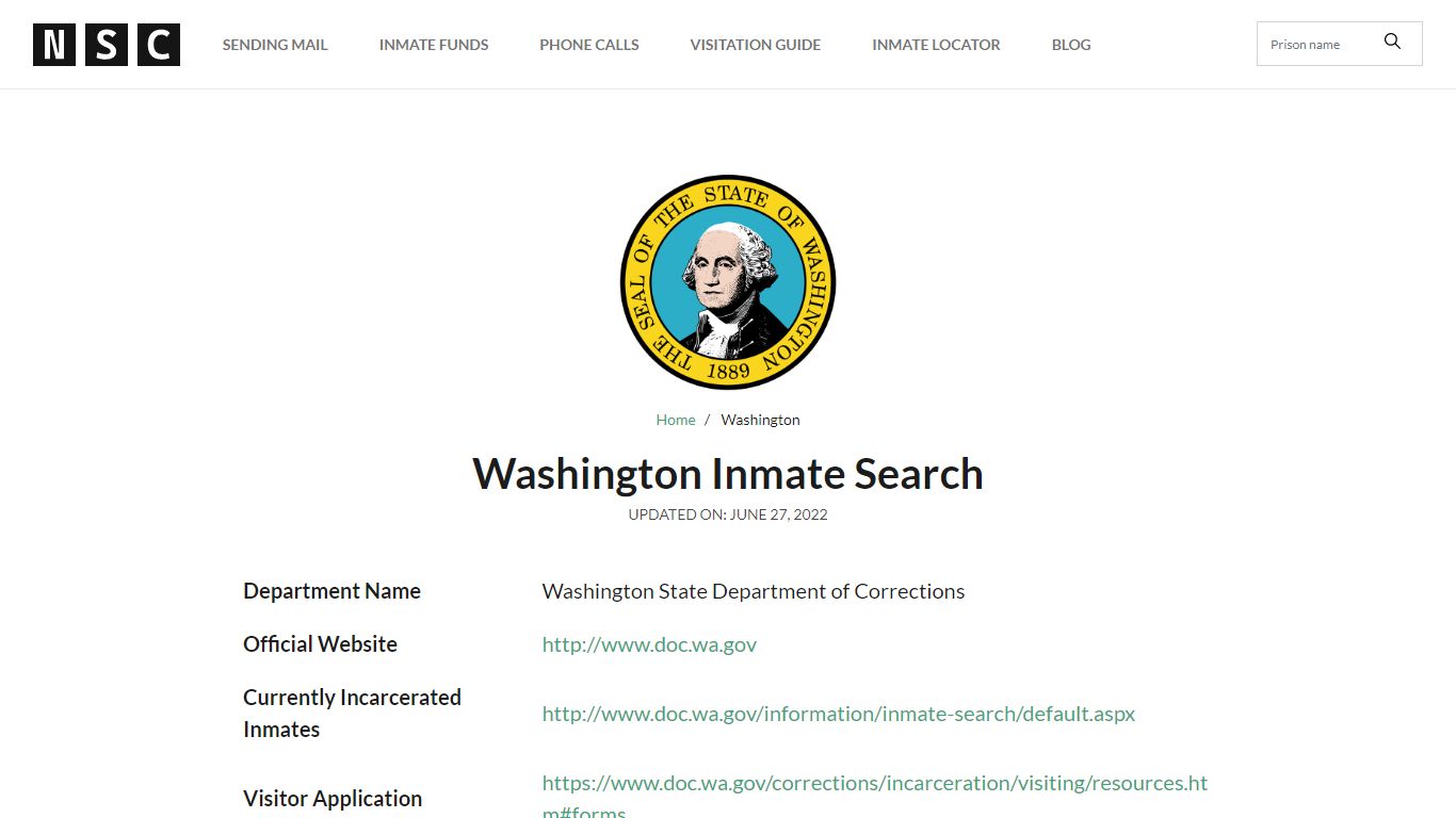 Washington Inmate Search – Washington State Department of ...